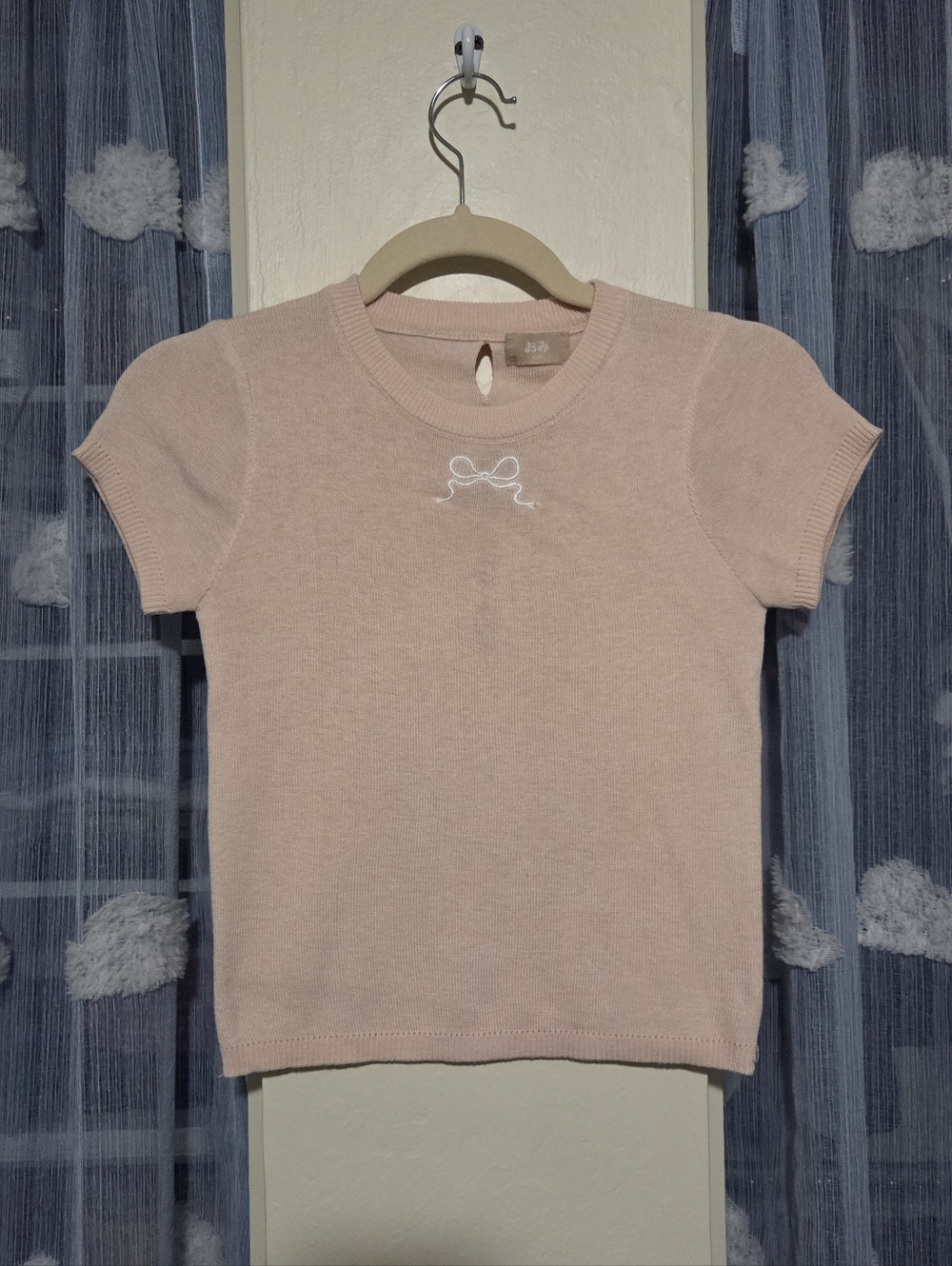 Omi Pastel Baby Pink Bow Top